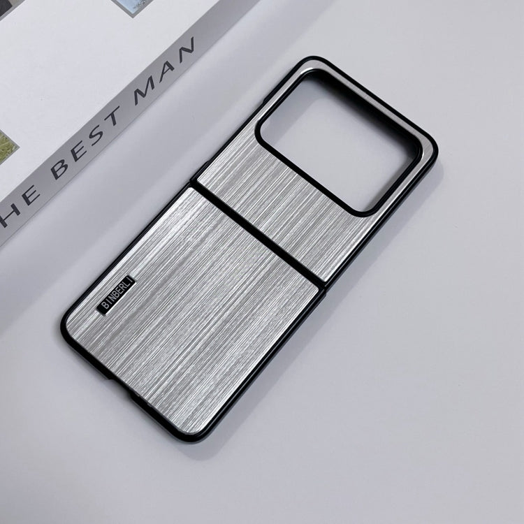 For Motorola Moto Razr 50 2024 PC Hybrid Aluminum Alloy Brushed Shockproof Phone Case(Silver)