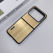 For Motorola Moto Razr 50 2024 PC Hybrid Aluminum Alloy Brushed Shockproof Phone Case(Gold)