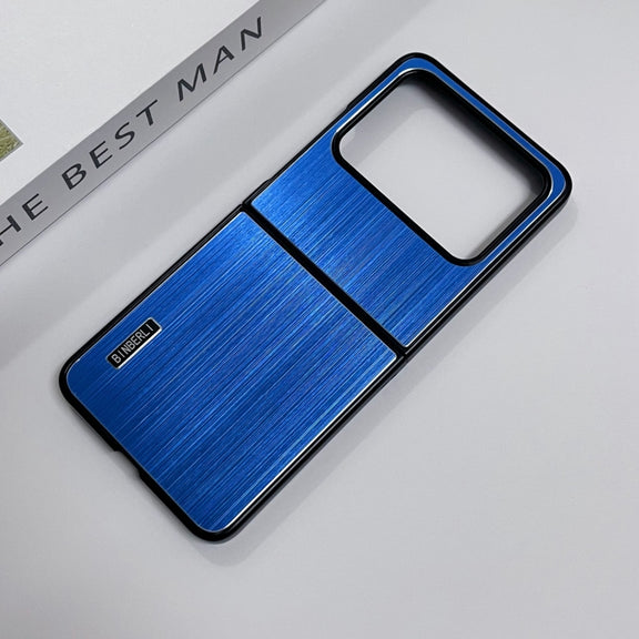 For Motorola Moto Razr 50 2024 PC Hybrid Aluminum Alloy Brushed Shockproof Phone Case(Blue)