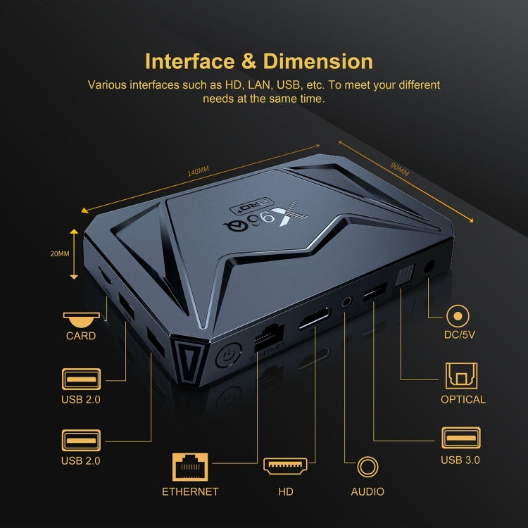 X96Q Pro+ Cortex-A55 Android 14 Octa-core CPU 4K HD Internet Set-top Box, RAM:4GB+32GB(AU Plug)