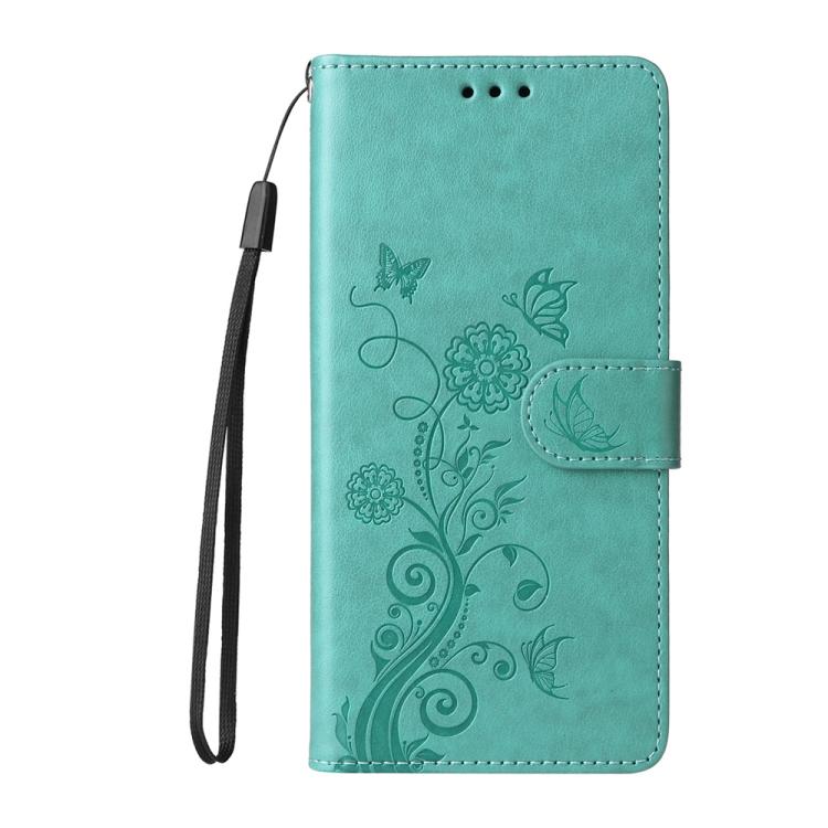 For iPhone 16e Embossed Butterfly Flowers Leather Phone Case(Green) - iPhone 16e Cases by PMC TechLife | Online Shopping South Africa | PMC TechLife | Buy Now Pay Later Mobicred