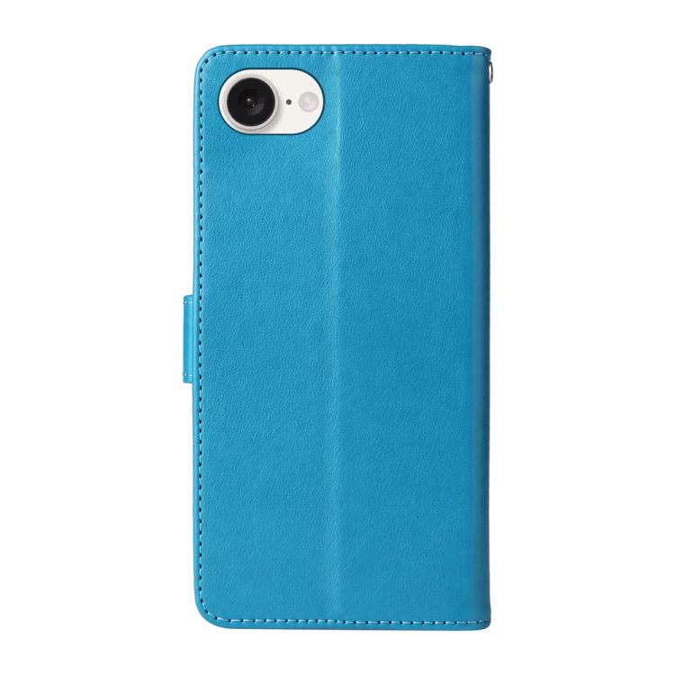 For iPhone 16e Embossed Butterfly Flowers Leather Phone Case(Blue) - iPhone 16e Cases by PMC TechLife | Online Shopping South Africa | PMC TechLife | Buy Now Pay Later Mobicred