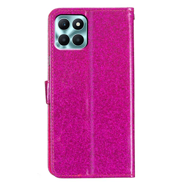 For Honor X6c 4G Glitter Powder Flip Leather Phone Case(Rose Red)