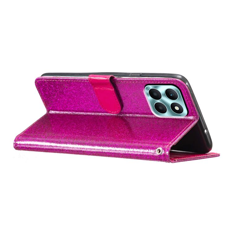 For Honor X6c 4G Glitter Powder Flip Leather Phone Case(Rose Red)