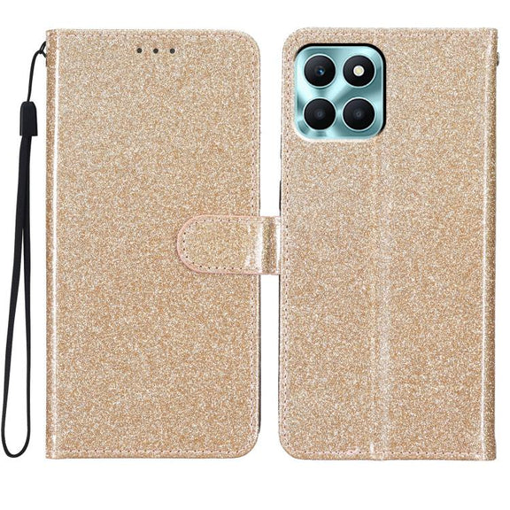 For Honor X6c 4G Glitter Powder Flip Leather Phone Case(Gold)