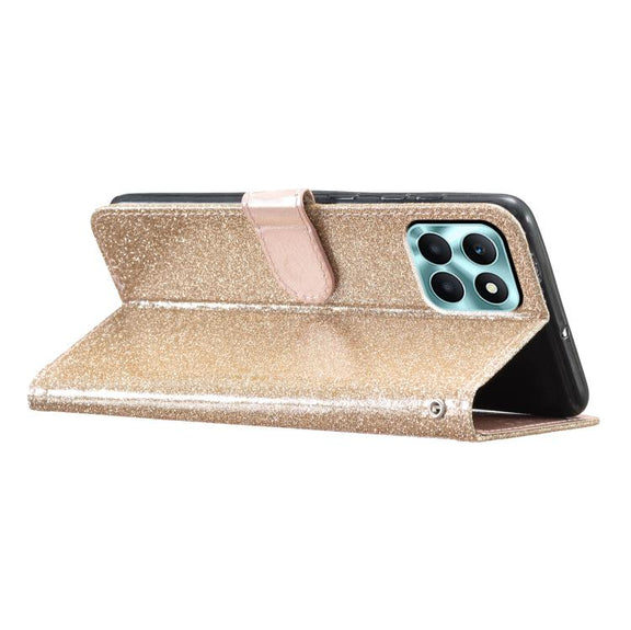 For Honor X6c 4G Glitter Powder Flip Leather Phone Case(Gold)