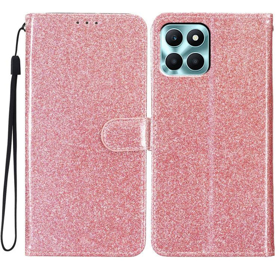 For Honor X6c 4G Glitter Powder Flip Leather Phone Case(Rose Gold)
