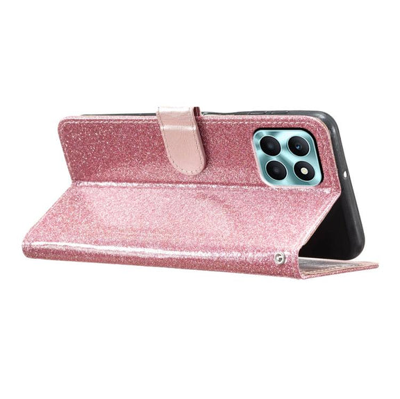 For Honor X6c 4G Glitter Powder Flip Leather Phone Case(Rose Gold)