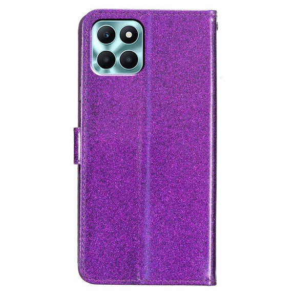 For Honor X6c 4G Glitter Powder Flip Leather Phone Case(Purple)