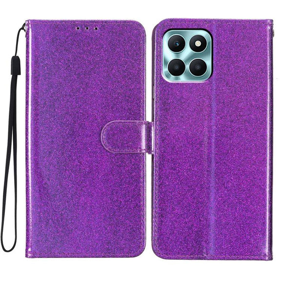 For Honor X6c 4G Glitter Powder Flip Leather Phone Case(Purple)