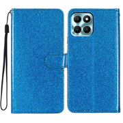 For Honor X6c 4G Glitter Powder Flip Leather Phone Case(Blue)