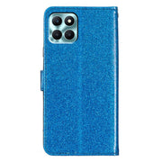 For Honor X6c 4G Glitter Powder Flip Leather Phone Case(Blue)