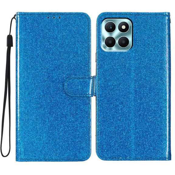 For Honor X6c 4G Glitter Powder Flip Leather Phone Case(Blue)