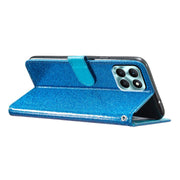 For Honor X6c 4G Glitter Powder Flip Leather Phone Case(Blue)