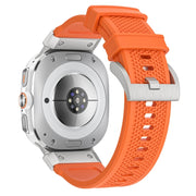 For Samsung Galaxy Watch Ultra 47mm Silver Steel Buckle Rubber Quick Release Watch Band(Orange)