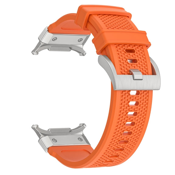 For Samsung Galaxy Watch Ultra 47mm Silver Steel Buckle Rubber Quick Release Watch Band(Orange)