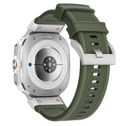 For Samsung Galaxy Watch Ultra 47mm Silver Steel Buckle Rubber Quick Release Watch Band(Army Green)