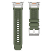 For Samsung Galaxy Watch Ultra 47mm Silver Steel Buckle Rubber Quick Release Watch Band(Army Green)
