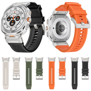 For Samsung Galaxy Watch Ultra 47mm Silver Steel Buckle Rubber Quick Release Watch Band(Orange)