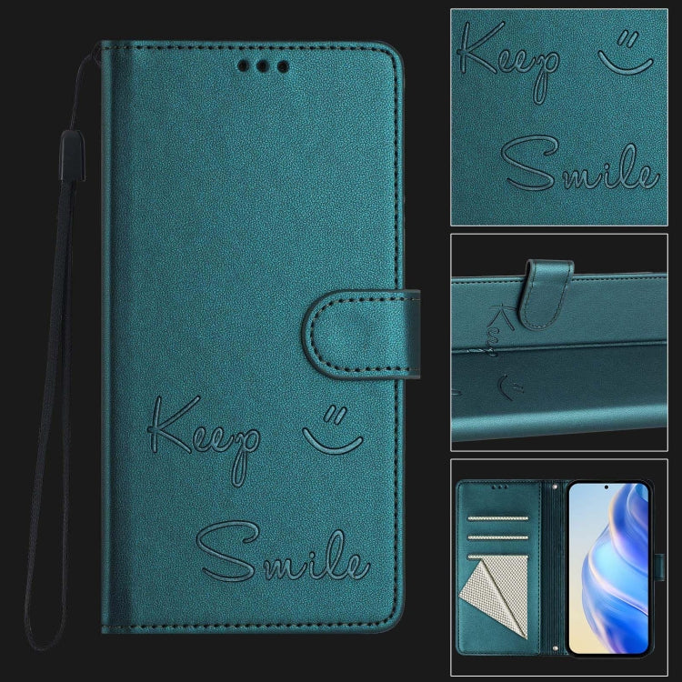 For Ulefone Note 14 Smile Embossing RFID Leather Phone Case(Peacock Green) - Ulefone Cases by PMC Jewellery | Online Shopping South Africa | PMC Jewellery | Buy Now Pay Later Mobicred