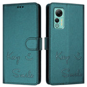 For Ulefone Note 14 Smile Embossing RFID Leather Phone Case(Peacock Green)