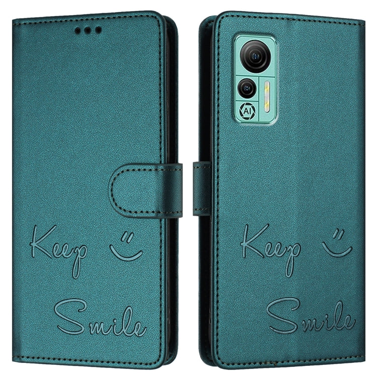 For Ulefone Note 14 Smile Embossing RFID Leather Phone Case(Peacock Green)