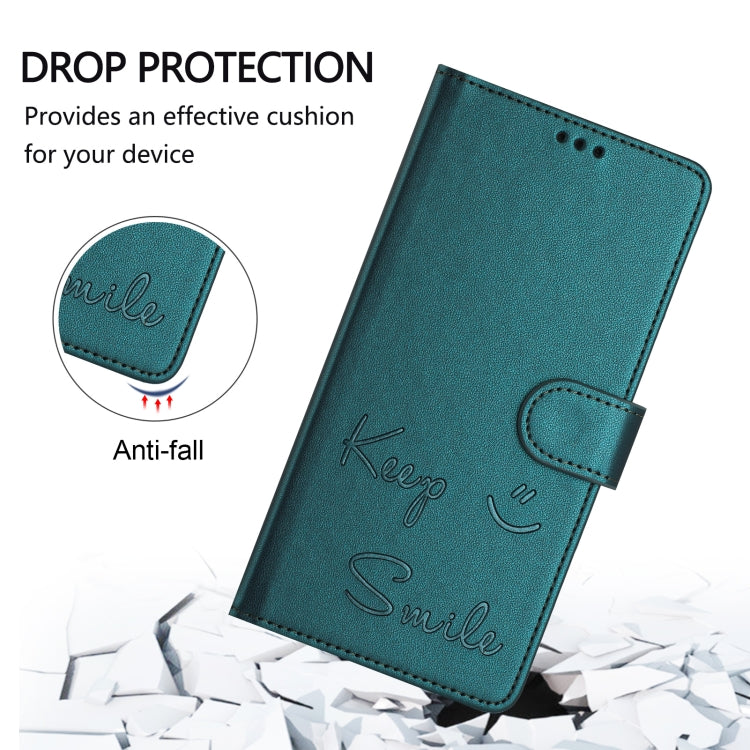 For Ulefone Note 14 Smile Embossing RFID Leather Phone Case(Peacock Green) - Ulefone Cases by PMC Jewellery | Online Shopping South Africa | PMC Jewellery | Buy Now Pay Later Mobicred