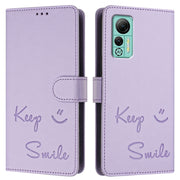 For Ulefone Note 14 Smile Embossing RFID Leather Phone Case(Light Purple)