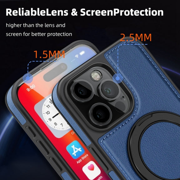 For iPhone 16 Pro Max Yashi 360 Degree Rotating MagSafe Holder Phone Case(Blue)