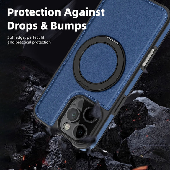 For iPhone 16 Pro Max Yashi 360 Degree Rotating MagSafe Holder Phone Case(Blue)