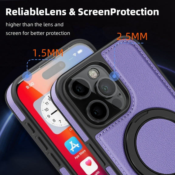 For iPhone 16 Pro Max Yashi 360 Degree Rotating MagSafe Holder Phone Case(Purple)