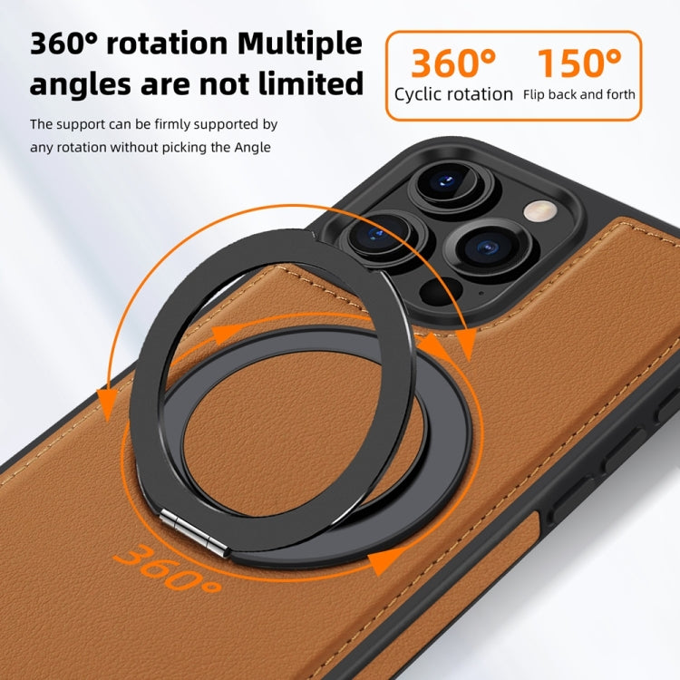 For iPhone 16 Pro Max Yashi 360 Degree Rotating MagSafe Holder Phone Case(Brown)