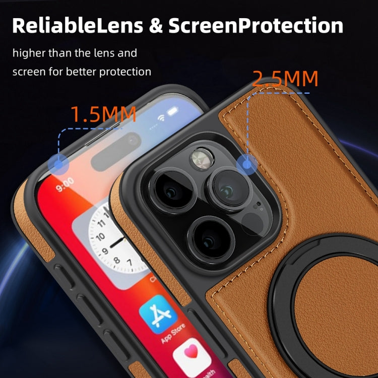 For iPhone 16 Pro Max Yashi 360 Degree Rotating MagSafe Holder Phone Case(Brown)