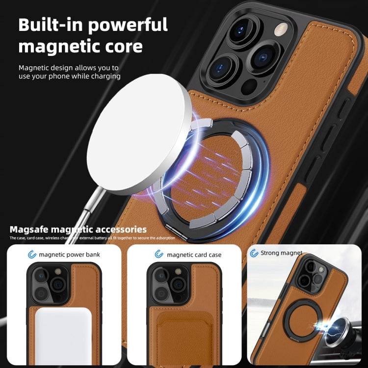 For iPhone 16 Pro Max Yashi 360 Degree Rotating MagSafe Holder Phone Case(Brown)