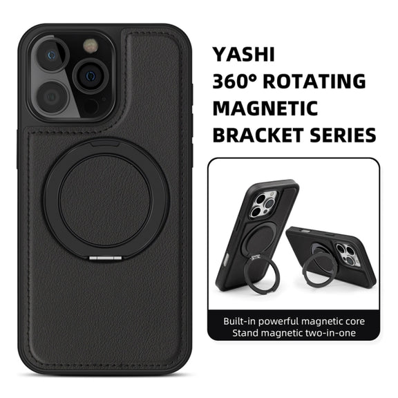 For iPhone 16 Pro Max Yashi 360 Degree Rotating MagSafe Holder Phone Case(Black)