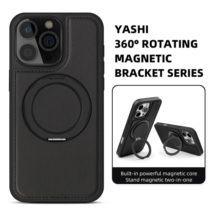 For iPhone 16 Pro Max Yashi 360 Degree Rotating MagSafe Holder Phone Case(Black)