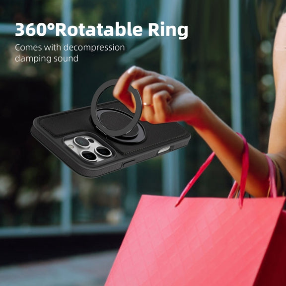 For iPhone 16 Pro Max Yashi 360 Degree Rotating MagSafe Holder Phone Case(Black)