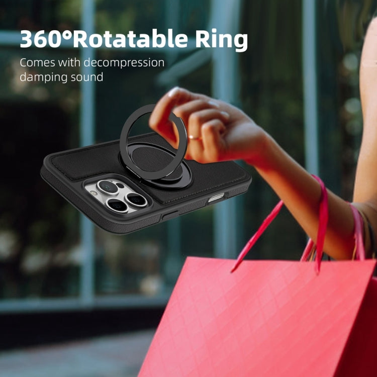 For iPhone 16 Pro Max Yashi 360 Degree Rotating MagSafe Holder Phone Case(Black)