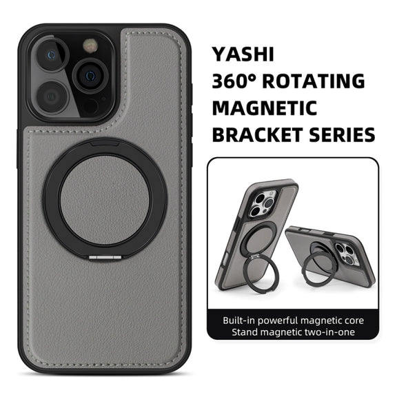 For iPhone 16 Pro Yashi 360 Degree Rotating MagSafe Holder Phone Case(Grey)