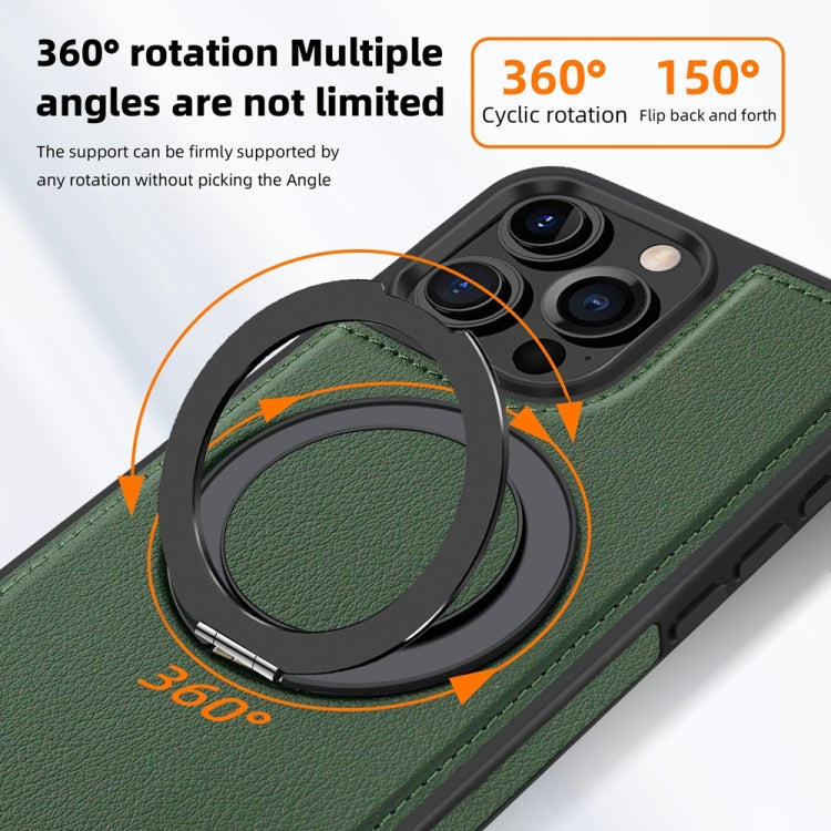 For iPhone 16 Pro Yashi 360 Degree Rotating MagSafe Holder Phone Case(Dark Green)