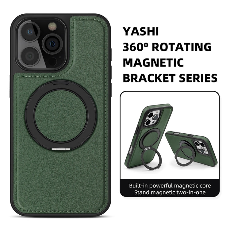 For iPhone 16 Pro Yashi 360 Degree Rotating MagSafe Holder Phone Case(Dark Green)