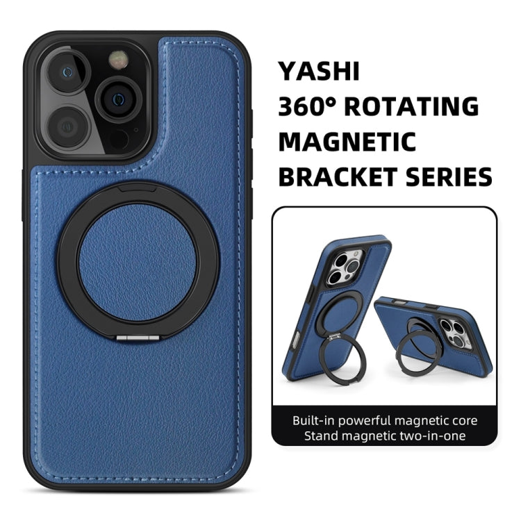 For iPhone 16 Pro Yashi 360 Degree Rotating MagSafe Holder Phone Case(Blue)