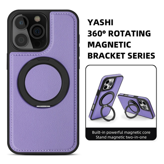 For iPhone 16 Pro Yashi 360 Degree Rotating MagSafe Holder Phone Case(Purple)