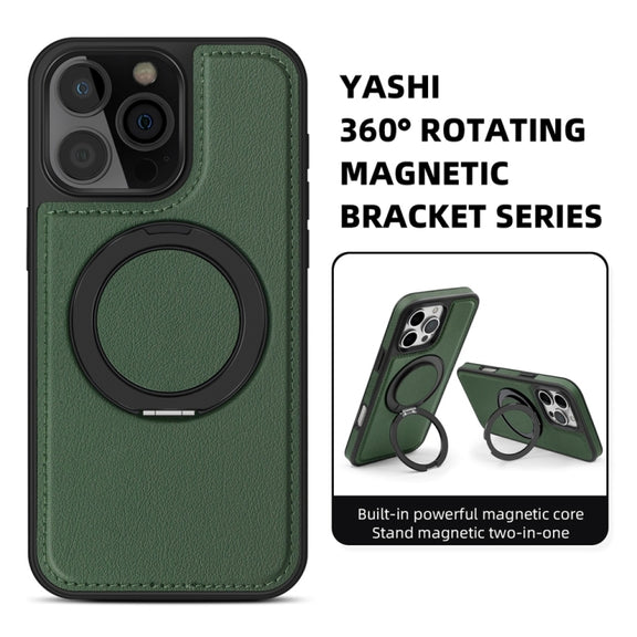 For iPhone 16 Plus Yashi 360 Degree Rotating MagSafe Holder Phone Case(Dark Green)