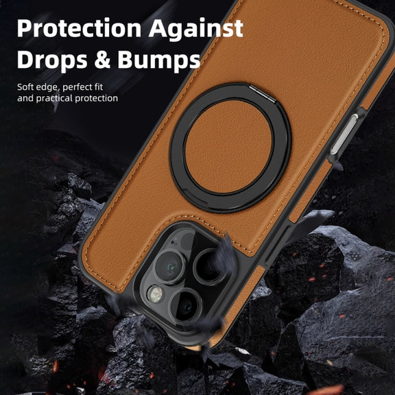 For iPhone 16 Plus Yashi 360 Degree Rotating MagSafe Holder Phone Case(Brown)