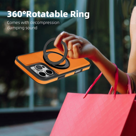 For iPhone 16 Plus Yashi 360 Degree Rotating MagSafe Holder Phone Case(Orange)