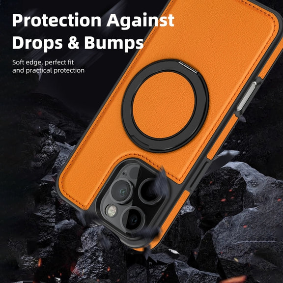 For iPhone 16 Plus Yashi 360 Degree Rotating MagSafe Holder Phone Case(Orange)