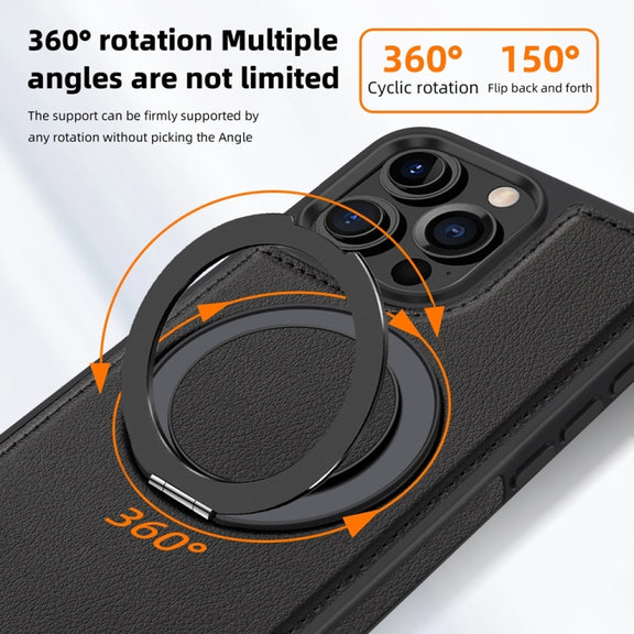 For iPhone 16 Yashi 360 Degree Rotating MagSafe Holder Phone Case(Black)