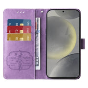 For Samsung Galaxy S25 5G Embossed Butterfly Flowers Leather Phone Case(Purple)