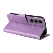For Samsung Galaxy S25 5G Embossed Butterfly Flowers Leather Phone Case(Purple)